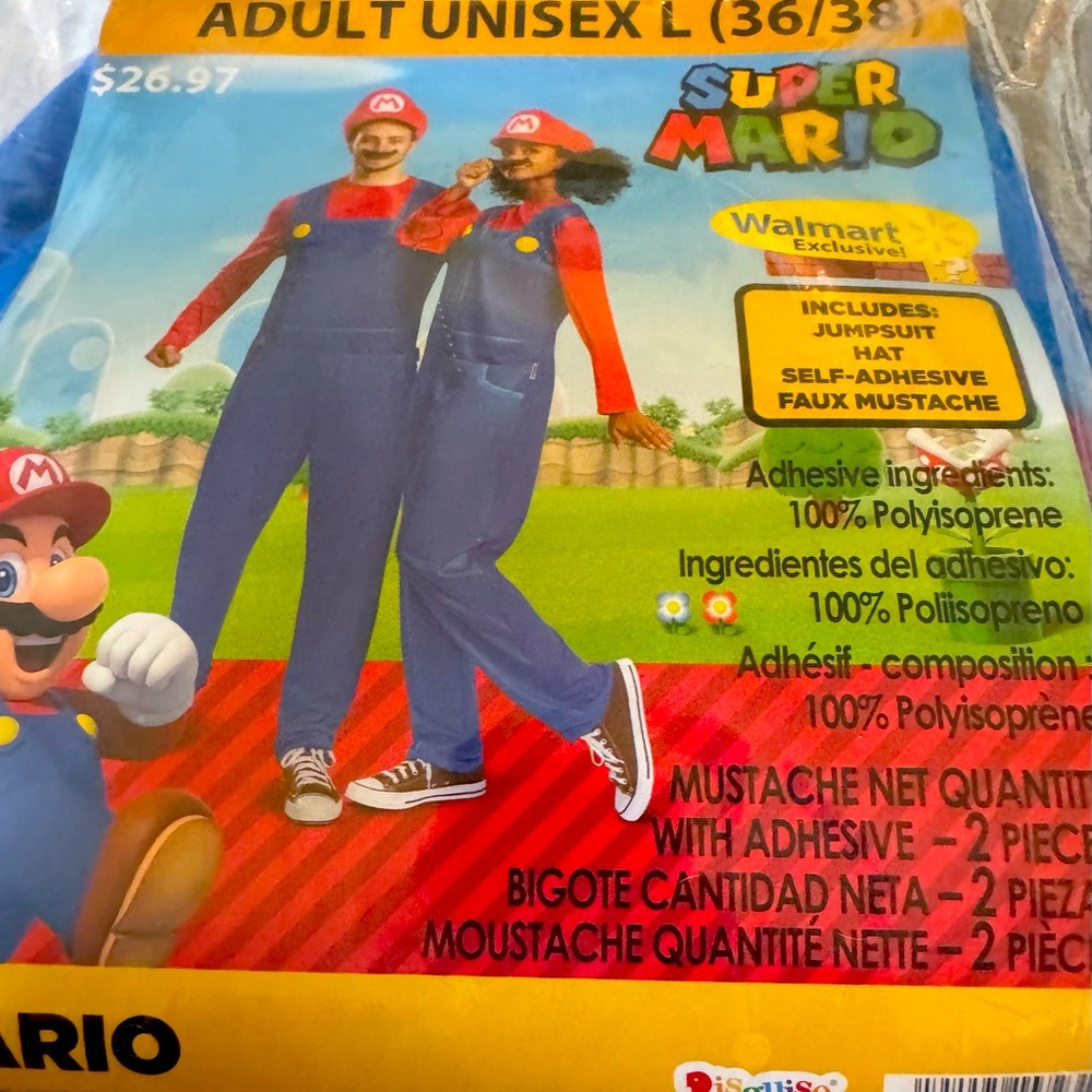 Súper Mario Adult costume Unisex Large 36/38